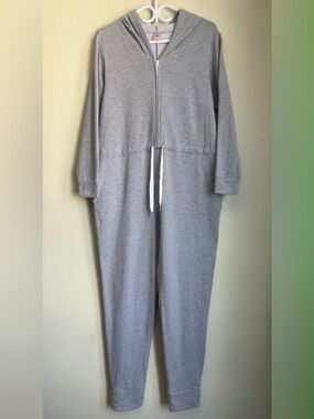 Smash + Tess Heather Gray Zip-Front Hooded Jumpsuit